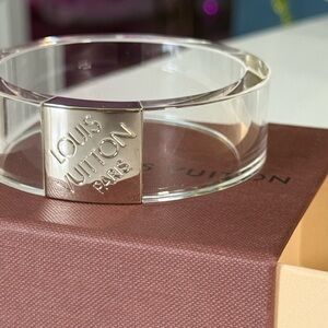 Louis Vuitton Rare White Nightclubber Bangle MM Clear Silver Damier ~ live